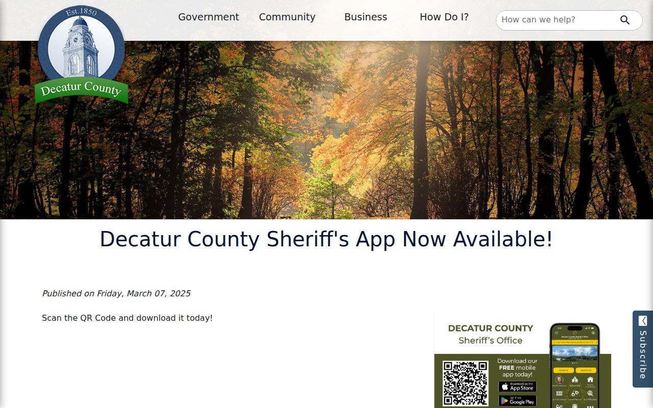 Decatur County arrest lookup sheriff app launch notice