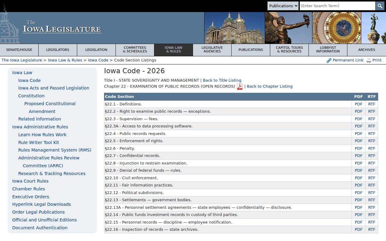 Grand River criminal records access under the Iowa Open Records Law