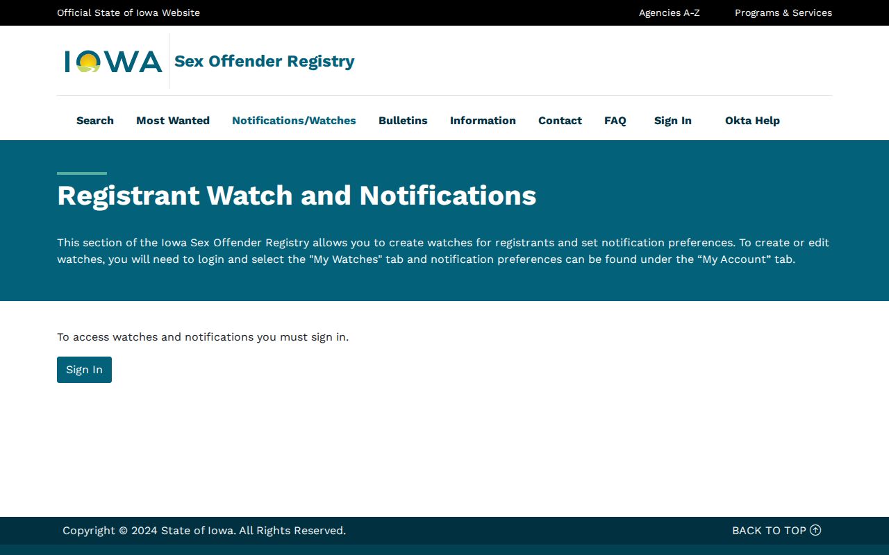 Iowa registry watch sign-in for Decatur County sex offender alerts